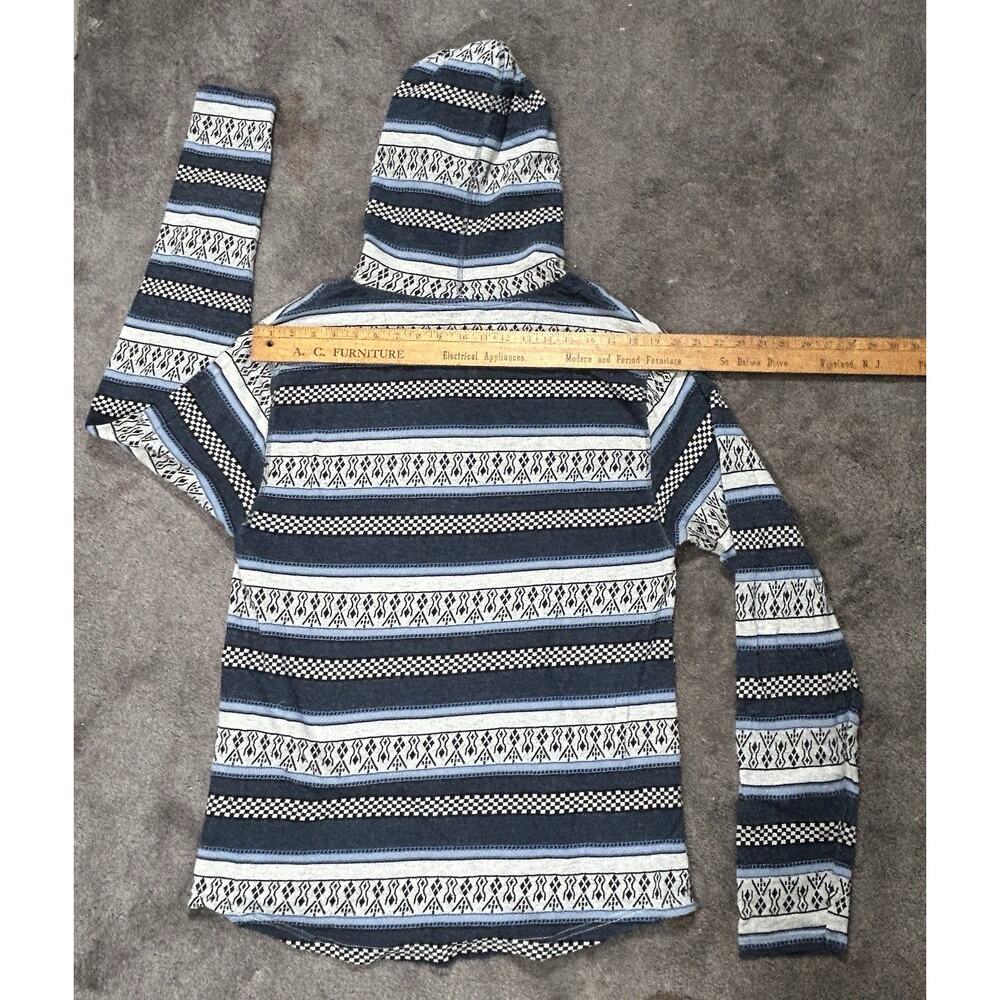 Free Planet Men XL Woven Hooded Pullover Front Pouch Bold Southwest Pattern Shir - Picture 10 of 13
